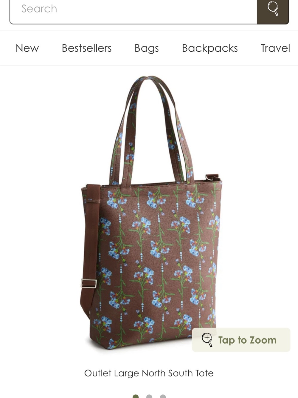 NWT Outlet Large North South Tote
in Faux Leather Bachelor Button Dot